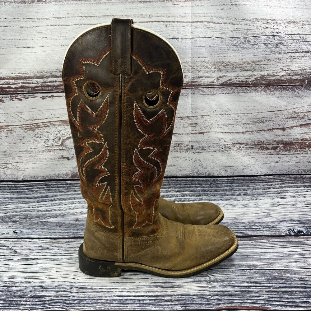 Smoky Mountain Boots Maverick Brown Leather Square Toe Western Boots, Youth 4.5